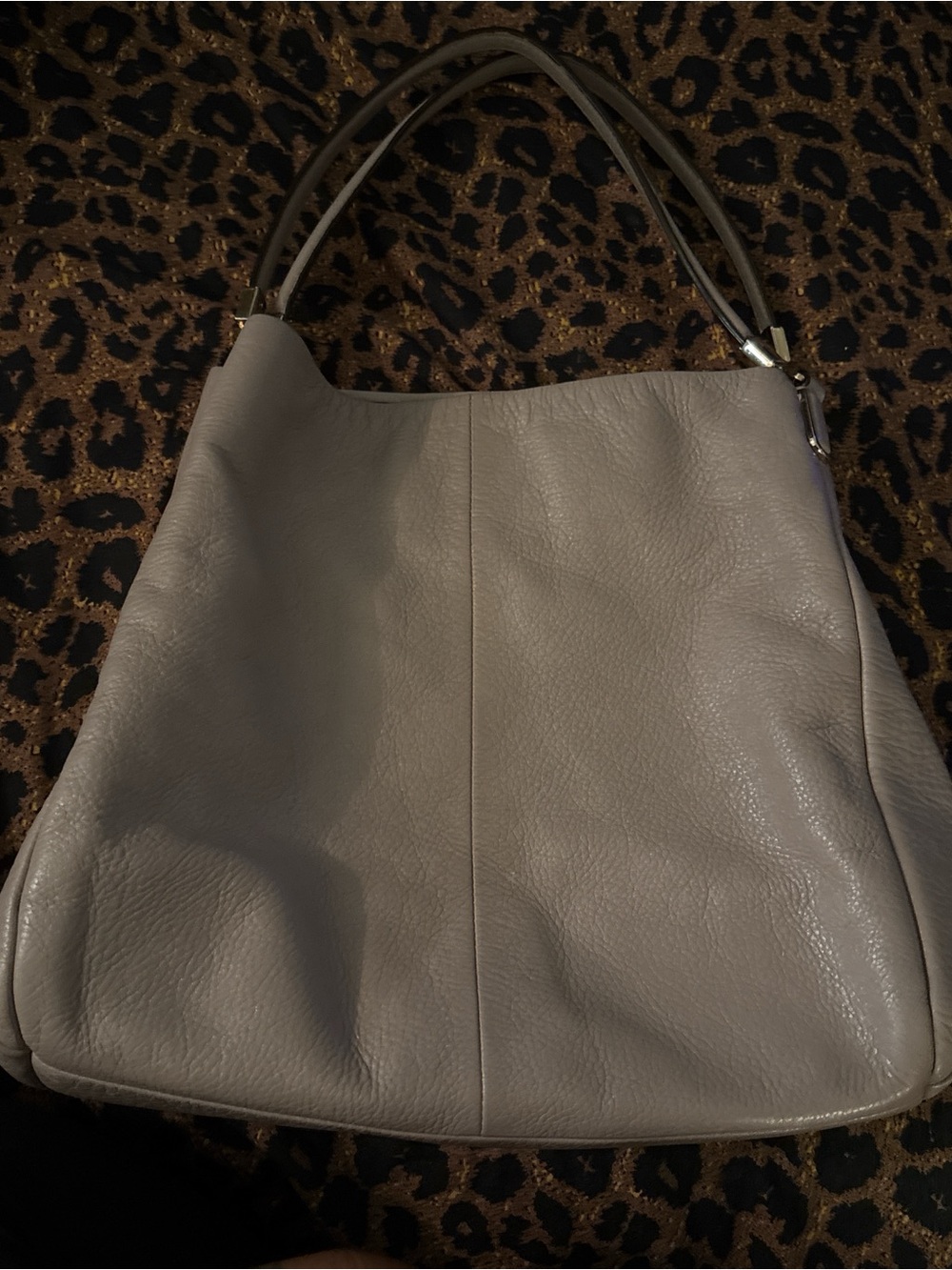 Coach Gray leather hobo shoulder bag with silver hardware